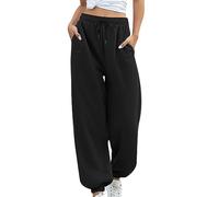 2025- Pies sueltos con cordón pantalones rectos casuales pantalones deportivos para mujer pantalones de bikini sueltos para mujer azul, Negro , 45-52.5kg