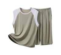 2025 Pijama Hombre Verano,Mis Pedidos Tallas Grandes Conjunto de Pijama Camisetas Sin Mangas y Pantalones Corto Casual Ropa de Descanso Cómoda Traje de Pijamas de Dos Piezas Ligero Ropa de Dormir