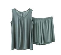 2025 Pijama Verano Mujer,Mis Pedidos Conjuntos Pijamas Mujer Verano Dos Piezas Cuello Redondo Camisetas Sin Mangas y Pantalon Corto Sexy Chaleco Cómodo Conjunto Traje de Casa Suave Ropa de Dormir