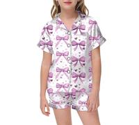 2025 Pijamas Niñas Manga Corta Infantiles Imprimir Conjunto Pijama de Seda Hielo Suave para Primavera, Verano Regalos niños y 2 a 11 años