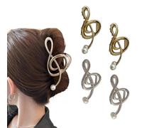 2025 Pinza Para el Pelo con Forma de Clave de Sol, Diseño único de Nota Musical con Forma de Clave de Sol (4 Pcs A,One Size)