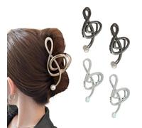 2025 Pinza Para el Pelo con Forma de Clave de Sol, Diseño único de Nota Musical con Forma de Clave de Sol (4 Pcs F,One Size)