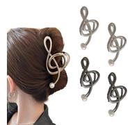2025 Pinza Para el Pelo con Forma de Clave de Sol, Diseño único de Nota Musical con Forma de Clave de Sol (4 Pcs D,One Size)