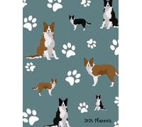 2025 Planner: Black and Red Border Collie Dogs Dated Weekly and Monthly Page Views With Space For Notes