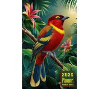 2025 Plannner Pocket Size: Tanager Bird themed Cover Daily Weekly Diary 12 Month Calendar Vision Mission Board Schedule Organizer Goals Appointment Notes