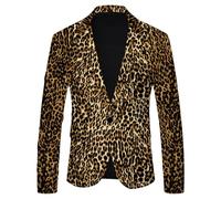 2025 Rayas Polka Dot Leopard Print Casual British Fashion Slim Fit Abrigo para Hombre Elegante Chaqueta de Negocios Casual, amarillo, M