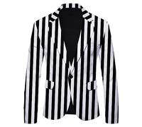 2025 Rayas Polka Dot Leopard Print Casual British Fashion Slim Fit Abrigo para Hombre Elegante Chaqueta de Negocios Casual, Blanco, XL