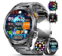 2025 Reloj Inteligente Hombre Militar 1000 mAh Batería/1,75'' HD Gran Display,Smartwatch Hombre con Linterna/Llamadas Bluetooth/130+ Modos Deporte/Frecuencia Cardíaca/Monitor de Sueño,para Android iOS