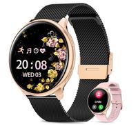 2025 Reloj Inteligente Mujer con ET/HRV/SIRI - 1.39" TFT Smart watch con Llamadas Bluetooth, Monitor de Sueño, IP68, Fitness Tracker, Ciclo Menstrual, SpO2, Pulsómetro, para iOS & Android (Oro Negro)