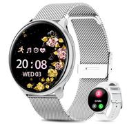 2025 Reloj Inteligente Mujer con ET/HRV/SIRI - 1.39" TFT Smart watch con Llamadas Bluetooth, Monitor de Sueño, IP68, Fitness Tracker, Ciclo Menstrual, SpO2, Pulsómetro, para iOS & Android (plateado)