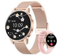 2025 Reloj Inteligente Mujer con SIRI/ET/HR, 1.27" TFT Pantalla Táctil Smartwatch con Llamadas Bluetooth Pulsometro Ciclo Menstrual IP68 Fitness Tracker Monitor de Sueño para iOS & Android (Oro Rosa)