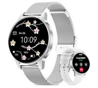 2025 Reloj Inteligente Mujer con SIRI/ET/HR, 1.27" TFT Pantalla Táctil Smartwatch con Llamadas Bluetooth Pulsometro Ciclo Menstrual IP68 Fitness Tracker Monitor de Sueño para iOS & Android (Plateado)