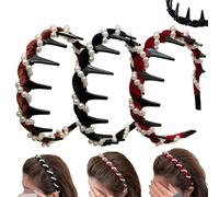 2025 Retro High Skull Pearl Headband, Mesh Vintage Fashion Double-Sided Head Bands for Women's Hairs, Elegant Non Slip Artificial Hairbands (3PCS)