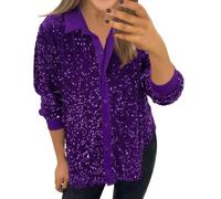 2025 Ropa Anchos Mujer Primavera Blusas Mujeres Brillo Fiesta Elegante Camiseta Roja Manga Larga Adulto Chaqueta Standard Polo Cuello con Botones Abrigo Corto