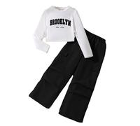 2025 Ropa Infantil para niñas Conjunto Hip Hop Corto Estampado Top Pantalones Cargo Streetwear Moderno de Calle 6-13 Años
