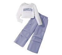 2025 Ropa Infantil para niñas Conjunto Hip Hop Corto Estampado Top Pantalones Cargo Streetwear Moderno de Calle 6-13 Años