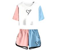 2025 Ropa Infantil para niñas Cortos Casual 2 Piezas espectáculo de Danza del Vientre Camisa Top Blusa Y Pantalones Gasa Fruncido Sueltos Traje Moda niños a 11 años