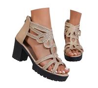 2025 Sandalias Mujer Comodas Vestir Verano Tacon Elegante Zapatos Tacon Medio Fiesta Plataforma Casual Sandals Punta Abierta Moda Baile Boda Sandalia Cierre De Hebilla Pole Dance Novia Baratas Regalo