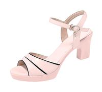 2025 Sandalias Mujer Verano Vestir Comodas Tacon Fiesta Sandals Tacon Ancho Elegante Plataforma Moda Sandalia Punta Abierta Casual Pole Dance Novia Zapatos Cierre De Hebilla Boda Baile Baratas Regalo