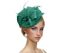 2025 - Sombreros de tocado para mujer, ropa de fiesta de té, vestido, diadema, sombrero de iglesia para mujer, camiseta sin mangas con sujetador integrado (verde talla única)