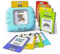2025 Spanish And English Bilingual Ble Flash Cards Toy with Music, Learn Spanish And English for Kids, Nias, Nios, Bebes Cyan