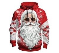 2025 Suéter De Navidad De Manga Larga - Sudadera Con Capucha Impresa 3D Chic Y Elegantes Sudaderas Clásicas Casual Navidad Suéter Otoño Invierno Cómodo Rigolo Fiesta Sudadera, rojo, L