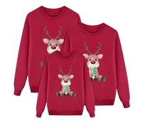 2025 Suéter de Navidad para mujer, conjunto familiar para hombre y niños, divertido suéter navideño Ugly Christmas Sweater cuello redondo suéter de Navidad para parejas traje de Navidad feo sudadera
