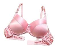 2025 Sujetador De Seda Satinada Suave De Doble Cara De Seda De Morera Push Up Soporte Sujetadores Inalámbricos For Mujeres Señoras Bralette Diario(Pink,L)