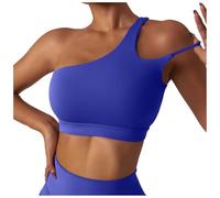 2025 Sujetador deportivo sin espalda para mujer, con un hombro, sexy, acolchado, push-up, tops de gimnasia, tirantes, sujetador de yoga, sujetador de entrenamiento, sujetador de fitness, color blanco