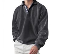 2025-Sweat Hombre sin Capucha Polo Manga Larga Gran Tamaño Cuello Reverso Casual Color Sólido Cómodo Suéter Elegante De Todos Los Días Temperamento Paspartú Básico Alto