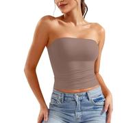 2025 Top corto sexy para mujer sin tirantes diadema tubo top sin mangas sin espalda camiseta para mujer corte, caqui, M