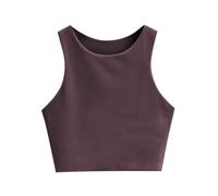 2025 Top corto sin mangas para niña, camiseta de tirantes corta de doble capa con cuello en U Ropa interior Bustier niña 152, marrón, 11-12 años