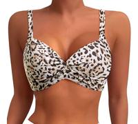 2025 Top de bikini para mujer con aro, parte superior de traje de baño push-up, sujetador acolchado, parte superior de traje de baño regalos 10, café, L
