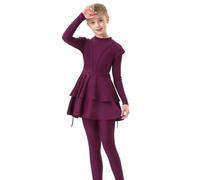 2025- Traje de baño musulmán para niñas de 3 Piezas cubriendo Hijab Burkini árabe Traje de baño Traje de baño Traje de Sol Moda Playa Top Pantalones Gorro Disfraz B528