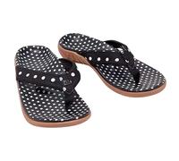 2025 Trendy Summer Europe And The States Polka Dot Color Women Earth Slope con chancletas talla grande, Black, 40 EU
