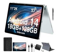 2025 última tablet Android 14 de 11 pulgadas, 18 GB RAM 128 GB ROM, 1 TB expandible, visualización 2K, T616 Octa-Core, 13 MP+5 MP+5 MP, batería 9000 mAh, GPS, ID facial, Quad Speakers, tablet con