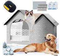 2025 Upgraded Dog House with AC, Icexeco Pet Air Conditioner House, Foldable, for Small, Medium, and Large Dogs and Cats, with 10 Ice Packs (Gray,L)