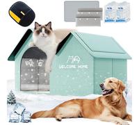2025 Upgraded Dog House with AC, Icexeco Pet Air Conditioner House, Foldable, for Small, Medium, and Large Dogs and Cats, with 10 Ice Packs (Green,M)