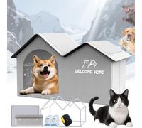 2025 Upgraded Dog House with AC, Icexeco Pet Air Conditioner House, Foldable Outdoor Indoor Cooling Shelter for Pets, Portable Air Conditioner Housing with 10 Ice Packs (for 11-22 LB,with Frame)