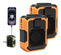 2025 Upgraded Duty Cooler Work Fan, Heat Guard Work Fan, Portable Wearable Work Fans with LED Light & Power Bank, 4000 Mah, 3 Adjustable Speeds, For Outdoors, Travel (2*Orange)