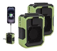 2025 Upgraded Duty Cooler Work Fan, Heat Guard Work Fan, Portable Wearable Work Fans with LED Light & Power Bank, 4000 Mah, 3 Adjustable Speeds, For Outdoors, Travel (2*Green)