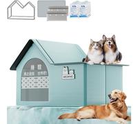 2025 Upgrades Air Conditioned Dog House, Foldable Dog House with AC Unit, Pet Cooling House with Removable Pad & 10 Ice Packs for Small Medium Large Dogs and Cats (Green Single Top,L)