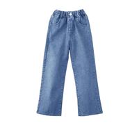 2025 Vaqueros para Niñas Primavera Niñas Niños Grandes Delgados Pierna Recta Pantalones Anchos Pantalones Invierno Casual Sueltos Niños Pantalones Niñas Ancho, azul, 6-7 años