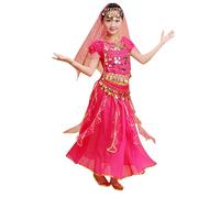 2025 Verano NiñOs Set De Camiseta Manga Corta Y Falda Disfraz Danza India Camisa Conjuntos con Bolsillos Juego Ropa AlgodóN Sueltos Trajes NiñAs Fiesta ActuacióN