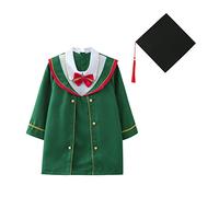 2025 Vestido de graduación Conjunto con Borla y Faja jardín Infantes Bata Manga Larga, Adolescente Infancia Unisex Mate para niños 2 a 12 años
