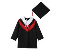 2025 Vestido de graduación Conjunto con Borla y Faja Unisex, 4 Piezas jardín Infantes Preescolar/guardería Sombrero a Juego para niños en Edad Preescolar