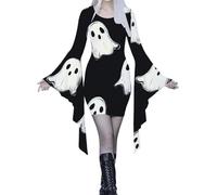 2025 Vestido de Halloween para mujer, vestido gótico con mangas murciélago irregular vintage delgado sexy medieval renacentista victoriana chic para Cosplay Steampunk Carnaval Mi vestido largo