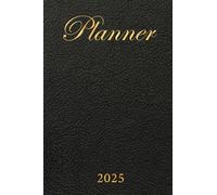 2025 Weekly Planner: Black Leather & Gold | One Week on Two Pages | Pocket Size - A6 (4"x6") | Horizontal Layout | Line View | Compact 2025 Calendar | Agenda & Diary | January - December 2025