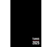 2025 Weekly Planner: Black | One Week on Two Pages | Pocket Size - A6 (4"x6") | Horizontal Layout | Line View | Compact 2025 Calendar | Agenda & Diary | January - December 2025