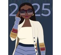 2025 Weekly Planner, HORIZONTAL LAYOUT, November Doll, Black Woman with a Smile: 7.5x9.25 inches, Cute Cover Design, Standard Black & White Interior